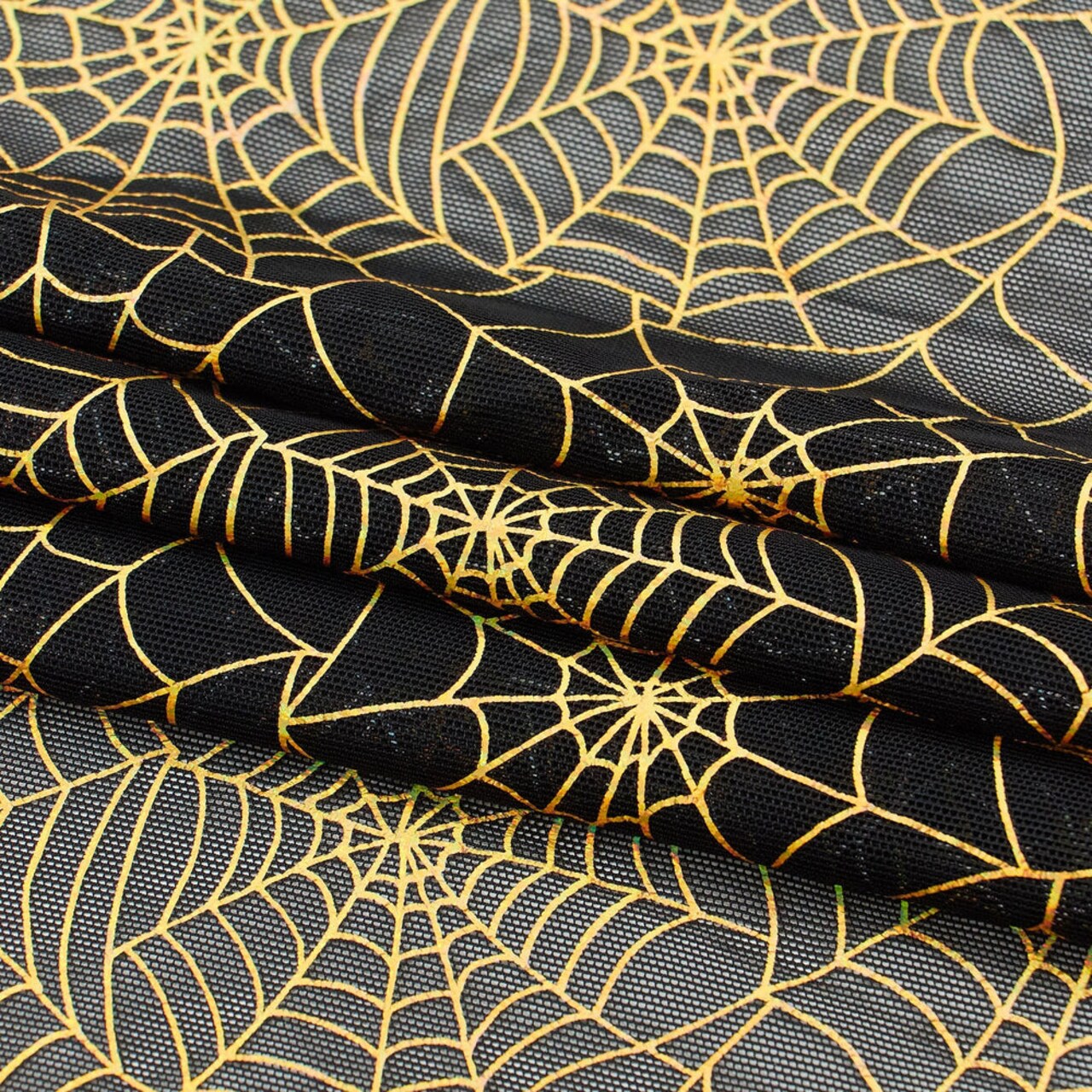 1 Yard Spiderweb Foiled Mesh Spandex Fabric 4 Way Stretch 58 60 inch Width